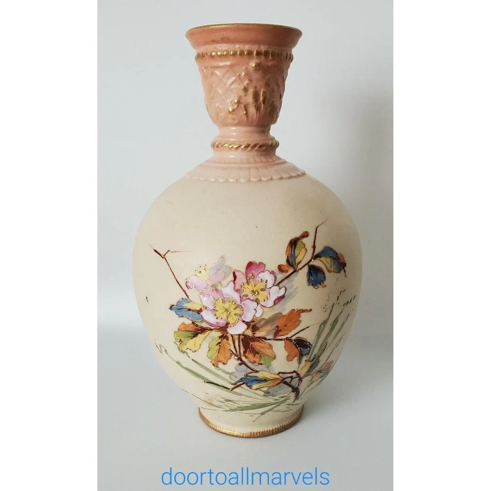 Antique Royal Bonn Floral Vase with Gilding Ceramic 9.5
